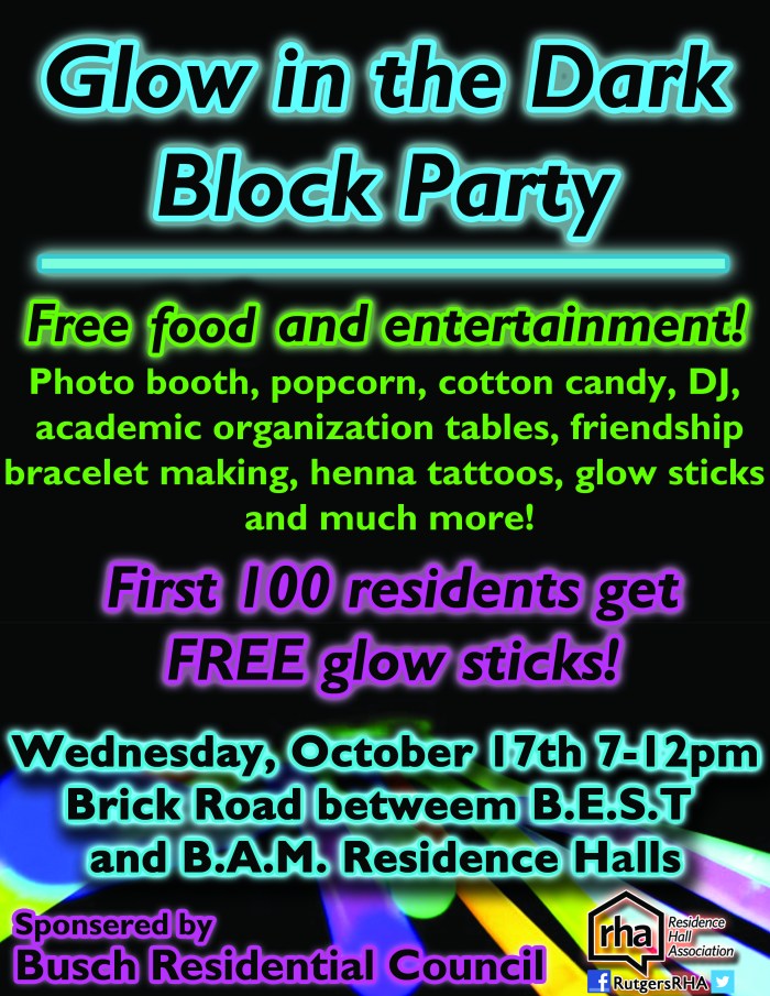 Flyer for an event hosted by the Residence Hall Association.