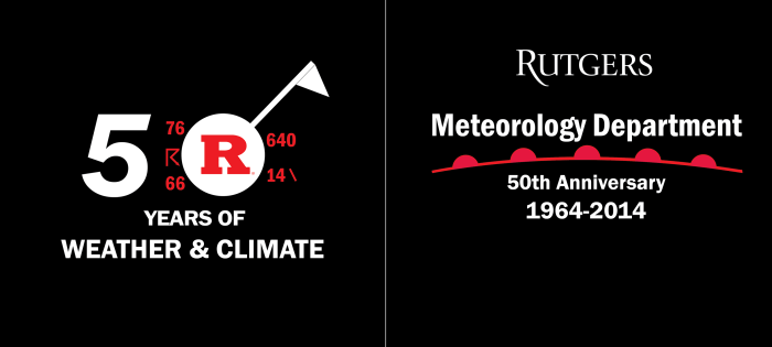 Rutgers Meteorology 50th Anniversary T-shirt Design - Front (left); Back (right)