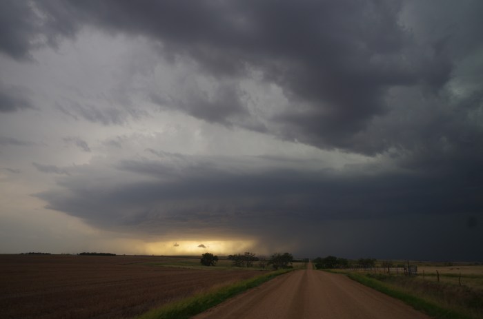 Amazing structure of the storm we're running from.