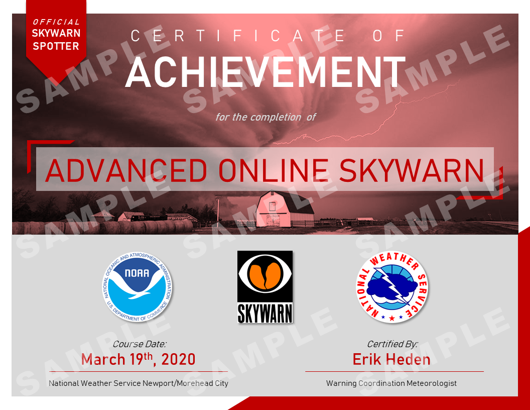 Skywarn Advanced SKYWARN Certificates – Michael J. Lee